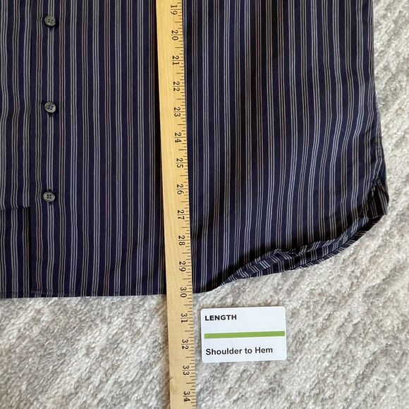 Joseph Jos A. Bank Button Down Shirt Men Size XL Blue‎ Stripe Cotton Pocket - Picture 10 of 12